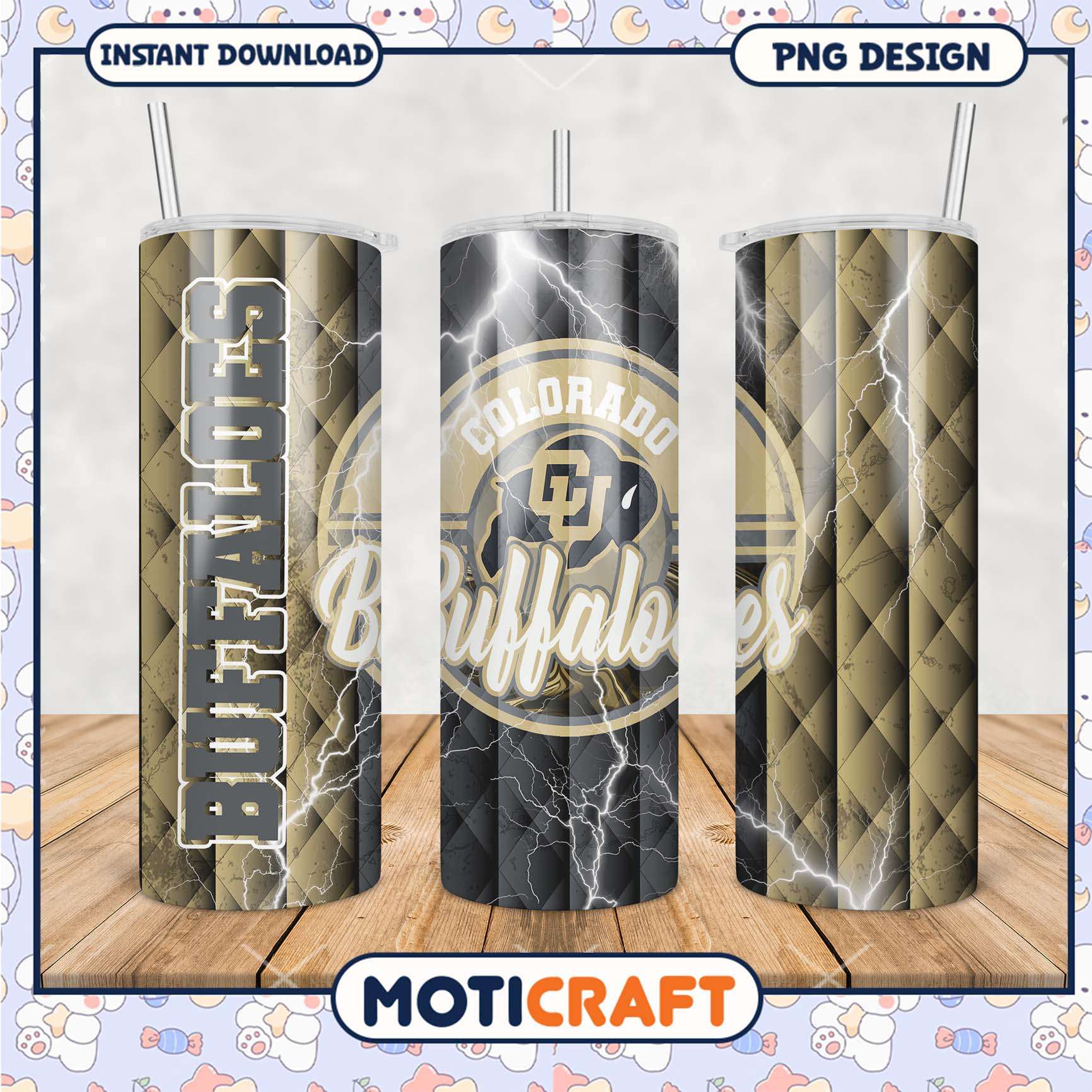 Colorado Buffaloes Lightning Tumbler PNG Design Colorado Buffaloes Lightning Tumbler PNG Design