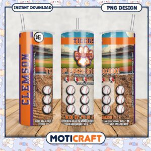 Clemson Tigers Tumbler PNG Design for Winning Ticket Game