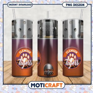 Clemson Tigers Tumbler PNG Design for NCAA Fans and Collectors