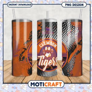 Clemson Tigers Tumbler PNG Design for College Fans Gifts