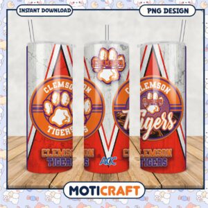 Clemson Tigers Tumbler PNG Design for Fan Merchandise