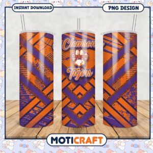 Clemson Tigers Tumbler Design Orange and Purple PNG Image