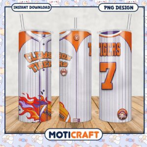 Clemson Tigers Sports Tumbler Design PNG for Fans