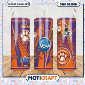 Clemson Tigers NCAA Tumbler PNG Design for Fans and Gifts