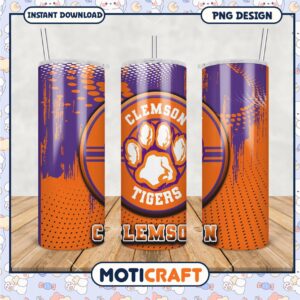 Clemson Tigers Paw Print Tumbler PNG Design Download