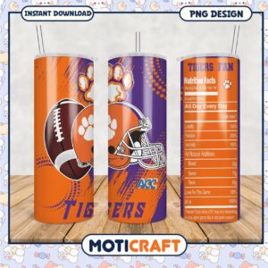 Clemson Tigers Fan Tumbler PNG for Sports Enthusiasts