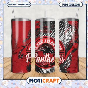 Clark Atlanta Panthers Tumbler Design Red and Black PNG