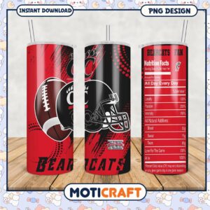 Cincinnati Bearcats Fan Tumbler PNG Design Download