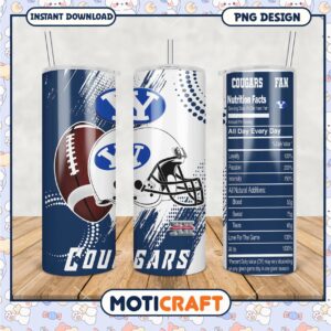 BYU Cougars Football Tumbler Design for Fans PNG