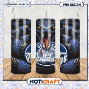 Bulldogs Tumbler Design Featuring Blue Snake Graphic PNG