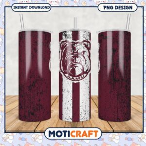 Bulldog Tumbler PNG Vintage Style for Sports Fans