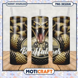 Buffaloes Tumbler PNG Design with Serpent Theme Artwork