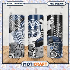 Brigham Young Cougars Tumbler Ride or Die Design PNG File