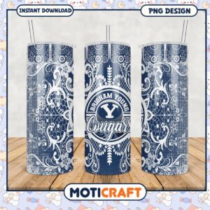 Brigham Young Cougars Tumbler PNG Design for Fans Decor