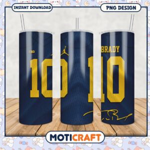 Brady Number 10 Tumbler Design PNG for Sports Fans