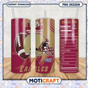 Boston College Eagles Fan Tumbler PNG Design Printable