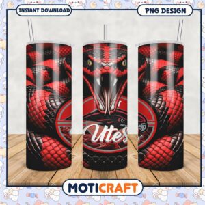 Bold Red Snake Tumbler Design for Sports Fans PNG Format