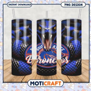 Boise State Broncos Tumbler Design with Blue Snake Art
