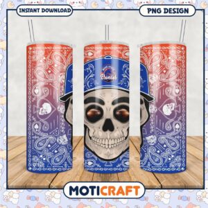Boise State Broncos Skull Tumbler Design PNG File Download