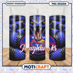 Blue Snake Jayhawks Tumbler Design High Quality PNG File