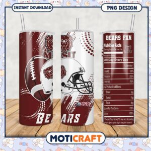 Bears Fan Tumbler PNG Fun Football Design for Fans
