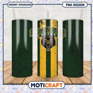 Baylor Bears Tumbler PNG Vintage Sport Design Graphic