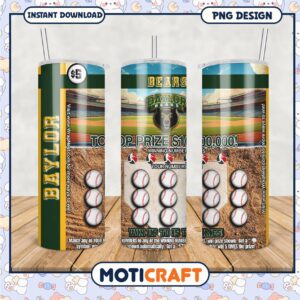 Baylor Bears Tumbler PNG Top Prize Scratch Off Design