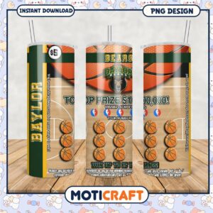 Baylor Bears Tumbler Graphic with Basketball Theme PNG