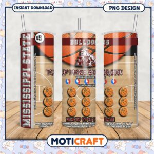 Basketball Tumbler Design for Mississippi State Fans PNG