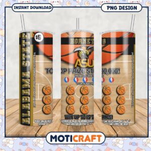 Basketball Themed Tumbler PNG for Alabama State Fans
