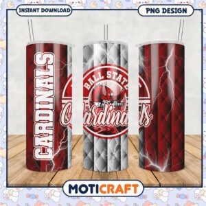 Ball State Cardinals Tumbler PNG Design Template