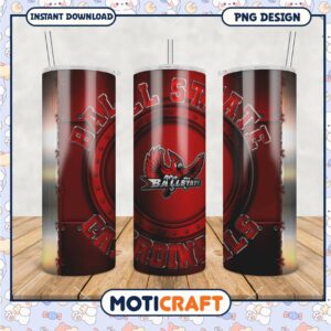 Ball State Cardinals Tumbler Design High Quality PNG File