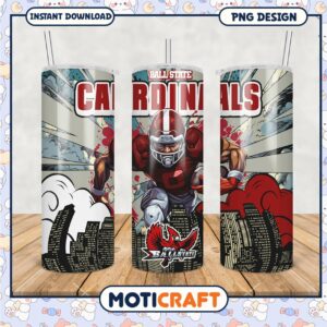 Ball State Cardinals Football Tumbler PNG Design