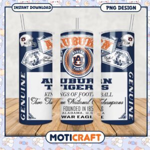 Auburn Tigers Football Tumbler PNG Design for Fans