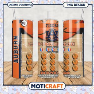 Auburn Tigers Basketball Tumbler Design PNG for Fans