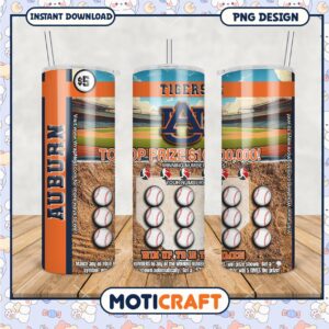 Auburn Tigers Baseball Tumbler PNG for Gamers and Fans
