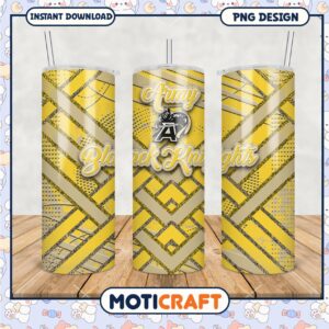 Army Black Knights Tumbler Design Yellow Pattern PNG