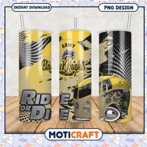 Army Black Knights Ride or Die Tumbler PNG Design For Fans