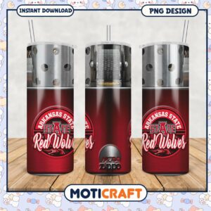 Arkansas State Red Wolves Tumbler PNG for Fans and Collectors