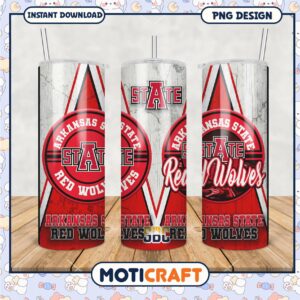 Arkansas State Red Wolves Tumbler PNG Design Files Online