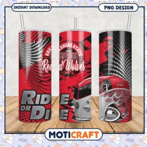 Arkansas State Red Wolves Tumbler Design Ride or Die PNG