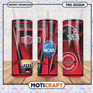 Arkansas State Red Wolves Tumbler Design PNG for Fans