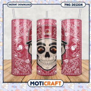 Arkansas Razorbacks Skull Tumbler Design PNG File Download