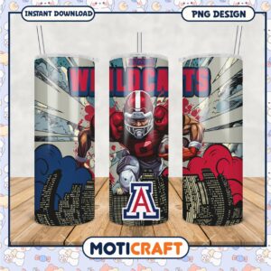 Arizona Wildcats Tumbler Design Football PNG Art