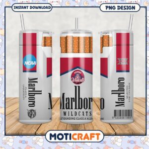 Arizona Wildcats Marlboro Tumbler Design PNG File Download