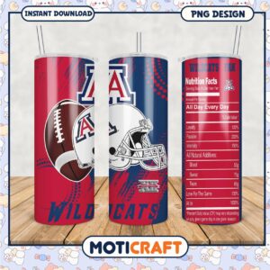 Arizona Wildcats Football Tumbler Design PNG File