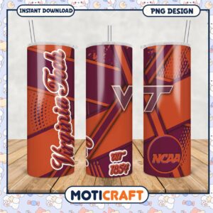 Virginia Tech Tumbler Design NCAA College Style PNG Image