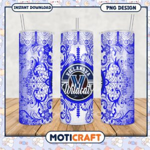 Villanova Wildcats Tumbler PNG Floral Pattern Design