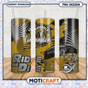 Vanderbilt Commodores Ride or Die Tumbler Design PNG Image