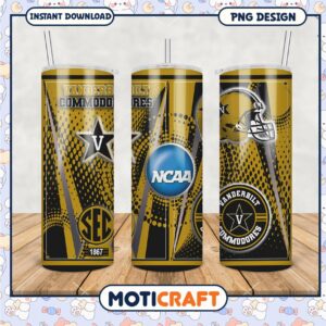 Vanderbilt Commodores NCAA Tumbler PNG in Black and Gold